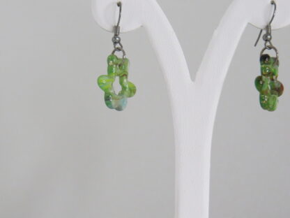 Teddy Bear Murano Glass Earrings in Green - Image 2