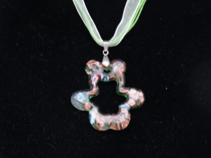 Teddy Bear Murano Glass Necklace in Green - Image 2