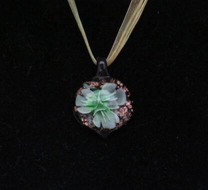 Tulip Flower Murano Glass Necklace in Green - Image 2