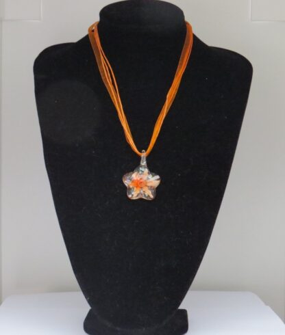 Tulip Star Murano Glass Necklace in Orange