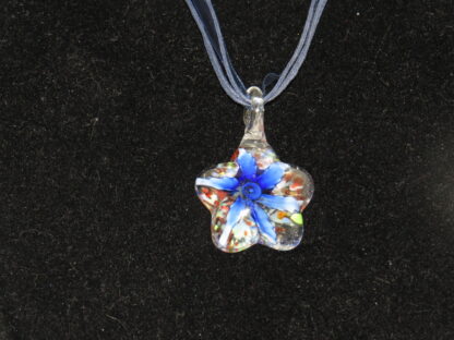 Tulip Star Murano Glass Necklace in Blue - Image 2