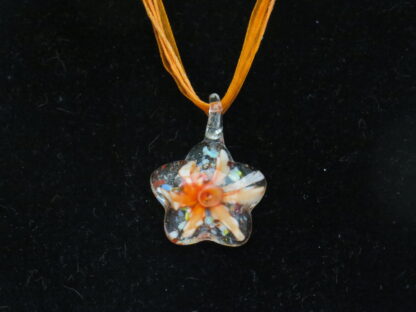 Tulip Star Murano Glass Necklace in Orange - Image 2