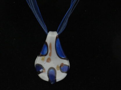 White Drip Murano Glass Necklace in Blue - Image 2