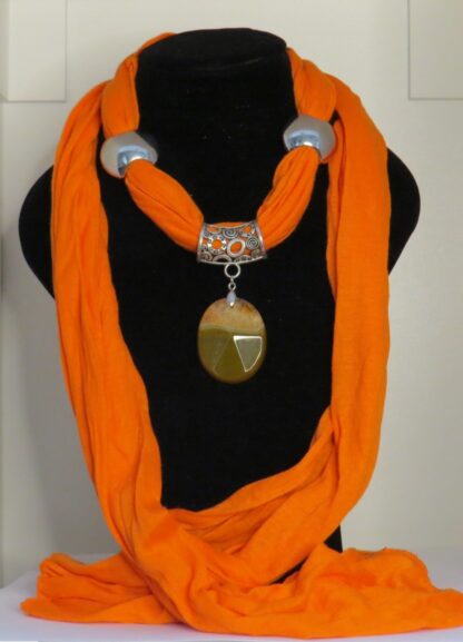 Citrine Agate Stone Scarf in Orange