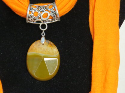 Citrine Agate Stone Scarf in Orange - Image 2