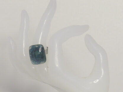 Dark Green Big Bubble Fusing Glass Ring