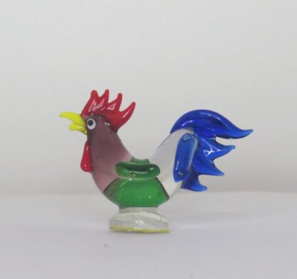 Colored Rooster Statue in Murano Glass