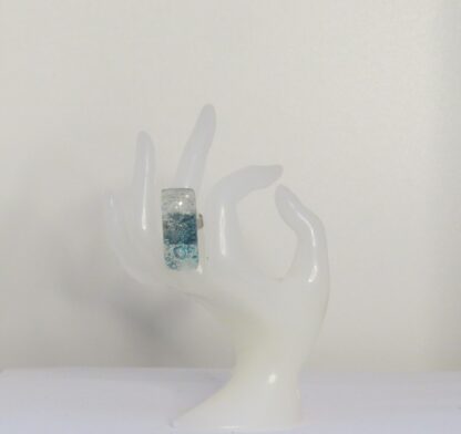 Transparent with Blue Bubble Fusing Glass Ring - Image 2