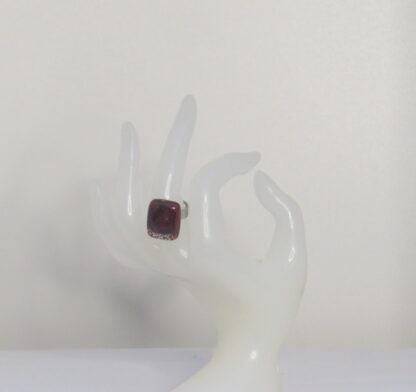 Bordeaux/Red Bubble Fusing Glass Ring - Image 2