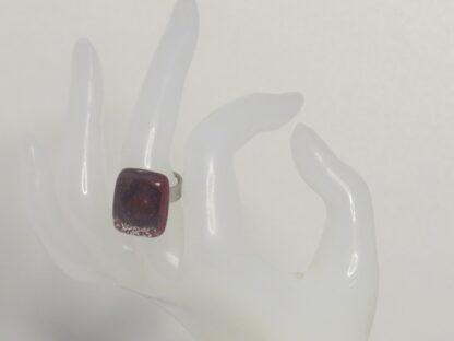 Bordeaux/Red Bubble Fusing Glass Ring