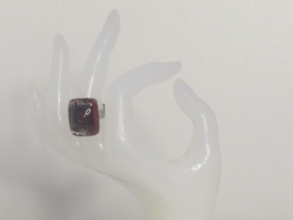 Transparent with Bordeaux Bubble Fusing Glass Ring