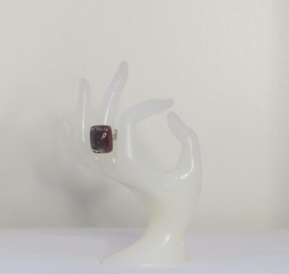 Transparent with Bordeaux Bubble Fusing Glass Ring - Image 2