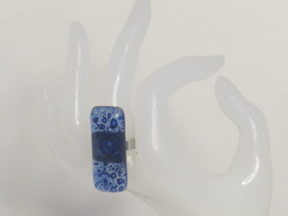 Dark Blue Bubble Fusing Glass Ring