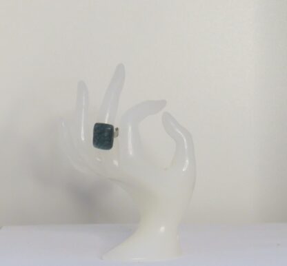 Dark Green Multi Bubble Fusing Glass Ring - Image 2