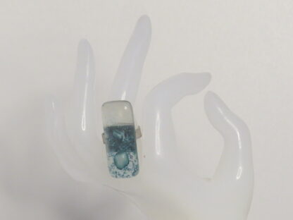 Transparent with Green Bubble Fusing Glass Ring