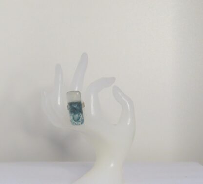 Transparent with Green Bubble Fusing Glass Ring - Image 2