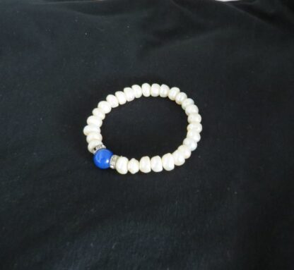 Blue Tourmaline Stone and Acqua Culture Pearls Bracelet